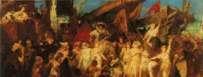 The Entry of Charles V. Into Antwerp (sketch) Painting by Hans Makart; The Entry of Charles V. Into Antwerp (sketch) Art Print for sale