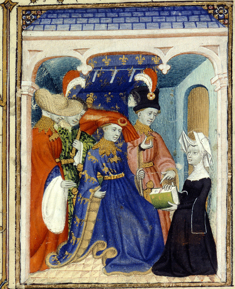 Louis d’Orléans meeting Christine de Pisan, a miniature from du Maître de la Cité des dames tirée de l’Épître Othéa